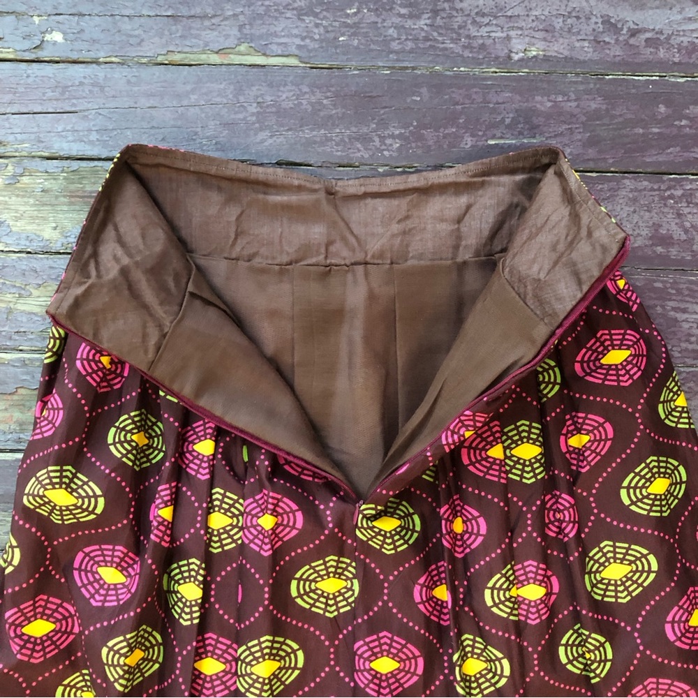 Vintage Handmade Maxi Skirt Size XS High Waist Pockets Tulle 60s 70s Print - Picture 11 of 12